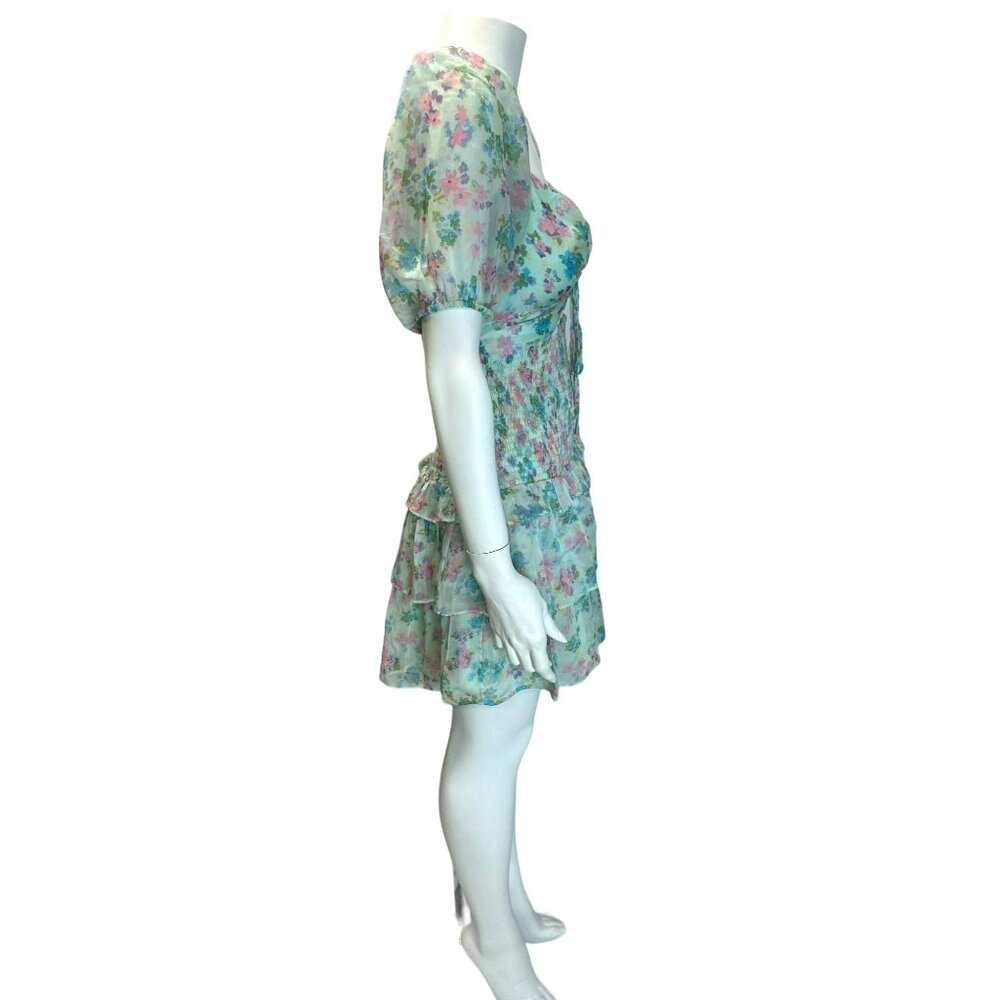 ASTR The Label Garland Floral Dress Floral Smocked Puff Sleeves Ruffled Hem $138 - Picture 7 of 10